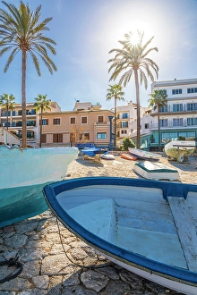 Small Prints: Small boats in the fishing harbor of Port d`Andratx, Mallorca, Balearic Islands, Spain