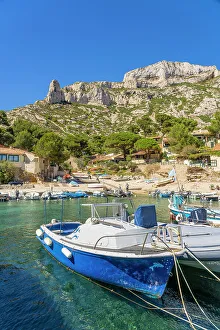 Harbours Prints: The small harbour in Calanque de Sormiou, Parc National des Calanques, Marseille, France
