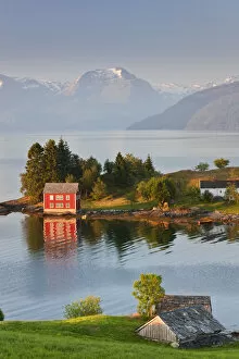 Small island in Hardangerfjorden nr Bergen, Western Fjords, Norway