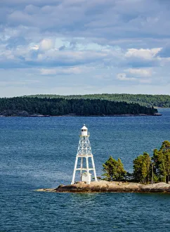 Small lighthouse at the waterway to Turku, Finland