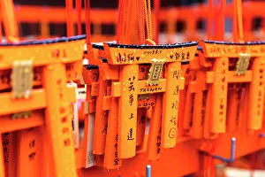 Gift Shop Prints: Small Torri (Senbontorii) gates with Kanji calligraphy, Fushimi Inari Shrine, Kyoto, Japan