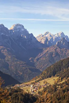 Carnia Prints: The small village of Collina seen from the valley under Volai Pass, Carnic Alps