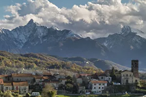 Tuscany District Prints: the small village of Mongicoli with the Apuan Alps, municipality of Fivizzano