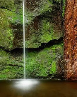Michael Blanchette Prints: Small waterfall on moss-covered rocks