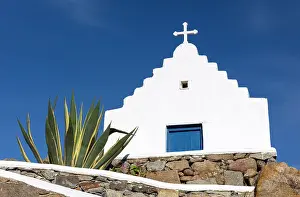 Mykonos Prints: Small whitewashed church, Chora (Mykonos Town), Mykonos, Cyclades Islands, Greece, Europe