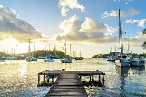 Images Dated 5th April 2023: Small wooden jetty, Port Louis Marina, St Georges, Grenada, Caribbean