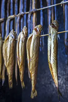 Deutsch Prints: Smoker with mackerel in Prerow, Mecklenburg-Western Pomerania, Northern Germany, Germany