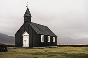 Snaefellsnes peninsula, Iceland, Europe. The small black church in Budir