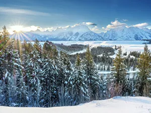 Jackson Hole Prints: Snake River Overlook with the setting Sun in Winter