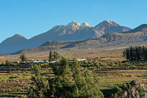 Republica Del Peru Prints: Snow-capped Chachani volcano against clear sky, Arequipa Province, Arequipa Region, Peru