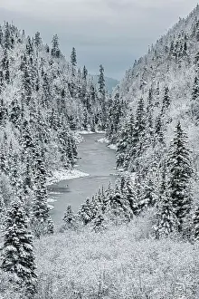 North Shore Prints: Snow covered gorge along Lake Superior's north shore near Schreiber, Ontario, Canada