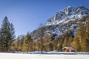 Country House Prints: Snow-covered Klausbach valley near Ramsau, Upper Bavaria, Bavaria, Germany