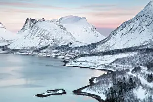 Bergsbotn Prints: Snow-covered mountains & Bergsfjord from theBergsbotn viewpoint