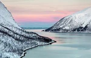 Bergsbotn Prints: Snow-covered mountains & Bergsfjord from theBergsbotn viewpoint