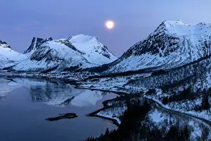 Snow Covered Prints: Snow-covered mountains reflecting in Bergsfjord from the Bergsbotn viewpoint