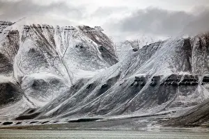 Svalbard Prints: Snow-covered mountains, Svalbard, Norway