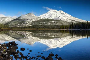 Sparks Lake Prints: Snow-covered South Sister Reflecting in Sparks Lake, Oregon, USA