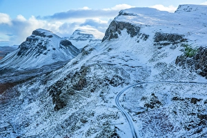 Loch Cleat Prints: Snow covered Trotternish ridge from the Quiraing