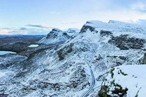 Loch Cleat Prints: Snow covered Trotternish ridge from the Quiraing