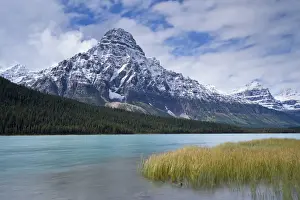 Snow dusted Mount Chephren above Waterfowl Lakes in the Canadian Rockies, Banff National