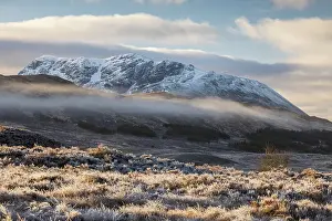 March Prints: Snow, frost and mist on a chill morning on Rannoch Moor in the Scottish Highlands