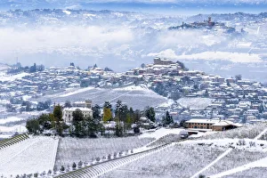 Agricolture Prints: Snow on the three hills of Ceretto Wine, Roddi and Santa Vittoria d