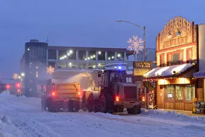 Snow removal in downtown, Fairbanks, Alaska, USA