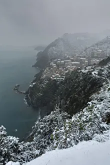 Riomaggiore Prints: Snow in Riomaggiore, municipality of Riomaggiore, La Spezia provence, Liguria district