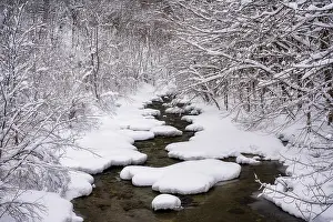Michael Blanchette Prints: Snow on the river, Green Mountains, Vermont, USA