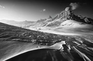 Texture Collection: Snow textures creating interesting leading lines at the Giau Pass with the Ra Gusela in