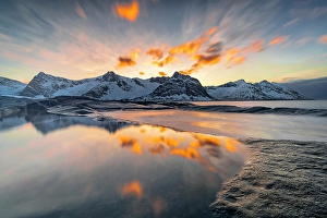 Mountain Peak Prints: Snowcapped mountains, Tungeneset, Senja, Troms county, Norway