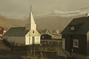 Snowfall Collection: Snowfall in the village of Famjin. Suðuroy, Faroe Islands