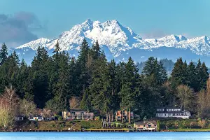Kitsap Peninsula Prints: The snowy Brothers double peaks in the Olympic Peninsula seen from Bremerton