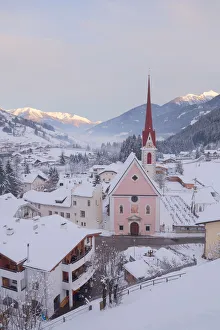 Bozen Prints: The snowy little town of Mareta in the Ridnaun Valley, Ridnaun Valley, Bolzano province