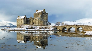 Scenic View Prints: Snowy morning at Eilean Donan Castle on Loch Duich