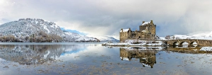 Scenic View Prints: Snowy morning at Eilean Donan Castle on Loch Duich