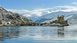 Highland Region Prints: Snowy morning at Eilean Donan Castle on Loch Duich