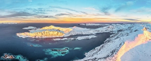 Finnmark Prints: Snowy mountains overlooking the arctic sea