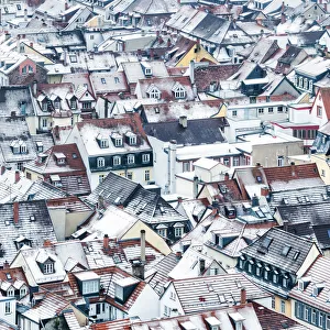 Jan Christopher Becke Prints: Snowy rooftops in the old town of Heidelberg, Baden-Wurttemberg, Germany