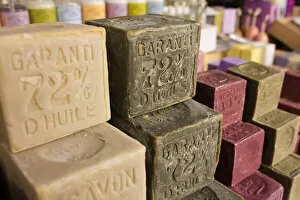 Images Dated 16th April 2021: Soap at a market in Valensole, Provence, France