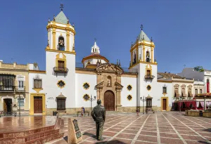 Images Dated 12th June 2018: The Socorro Church in Ronda at Plaza del Socorro with Statue of Blas Infante, Andalusia