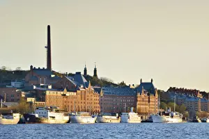 Conference Center Prints: Soder Malarstrand, where are docked several hotel and conferenceships facing the old