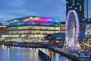 New South Wales Prints: Sofitel Hotel and International Convention Centre at dusk, Darling Harbour, Sydney