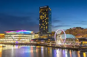 Sofitel Hotel and International Convention Centre at dusk, Darling Harbour, Sydney