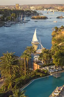 19th Century Prints: Sofitel Legend Old Cataract hotel situated on the banks of the river Nile