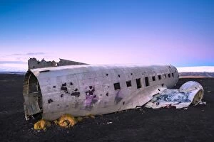 Images Dated 14th November 2015: Solheimasandur beach, Southern Iceland. The crashed DC-3 plane on the black sand