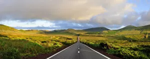 An empty and solitary road. Flores, Azores islands, Portugal