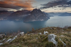 Sebino Prints: Solto Collina, Iseo lake, Lombardy, Italy. View of the lake from San Defendente church