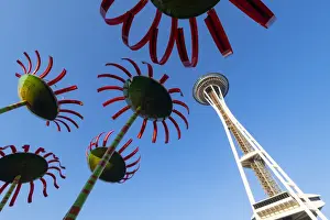 Sonic Bloom Installation at the Seattle Centre and Space needle, Seattle, Washington, USA