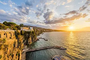 Sorrento, Campania, Italy. Sorrento coastline at sunset